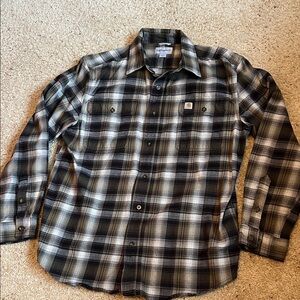 Carhartt Men's Brown and Black Plaid Shirt